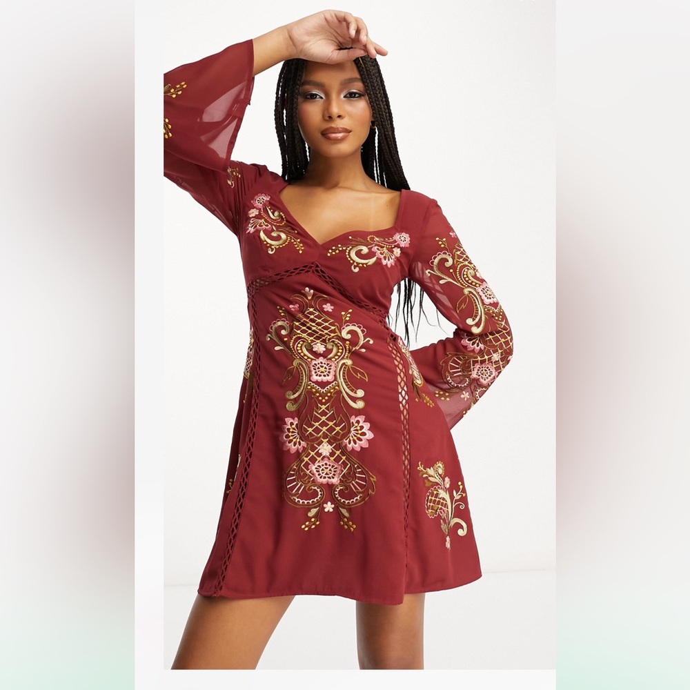 ASOS DESIGN Embroidered Tea Dress